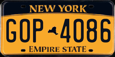 NY license plate GOP4086