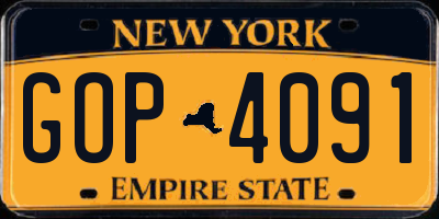 NY license plate GOP4091
