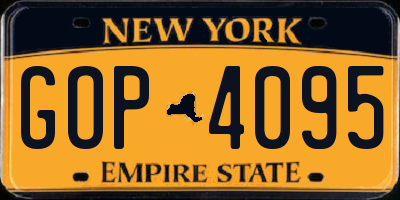 NY license plate GOP4095