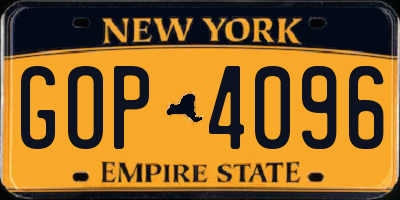 NY license plate GOP4096