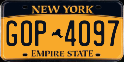 NY license plate GOP4097