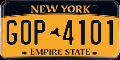 NY license plate GOP4101