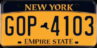 NY license plate GOP4103