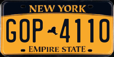 NY license plate GOP4110