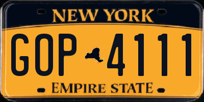 NY license plate GOP4111