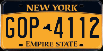 NY license plate GOP4112