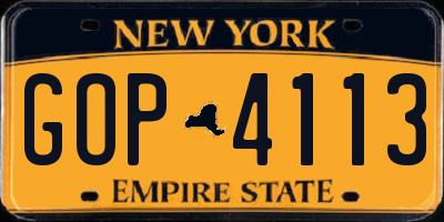 NY license plate GOP4113