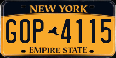 NY license plate GOP4115