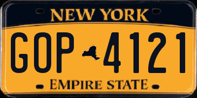 NY license plate GOP4121