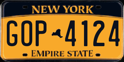 NY license plate GOP4124