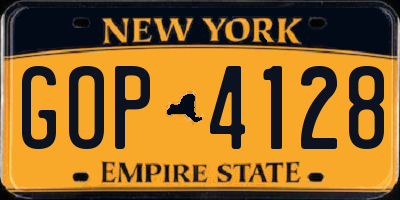 NY license plate GOP4128