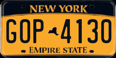 NY license plate GOP4130