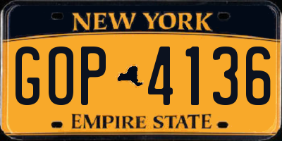 NY license plate GOP4136