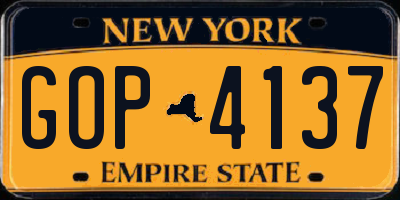 NY license plate GOP4137