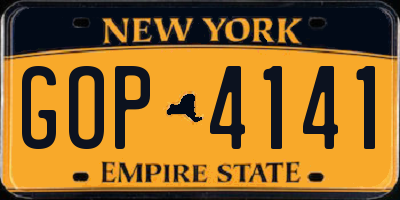 NY license plate GOP4141