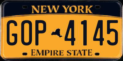 NY license plate GOP4145