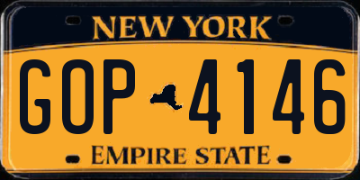 NY license plate GOP4146