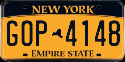 NY license plate GOP4148