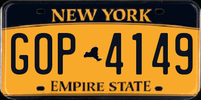 NY license plate GOP4149