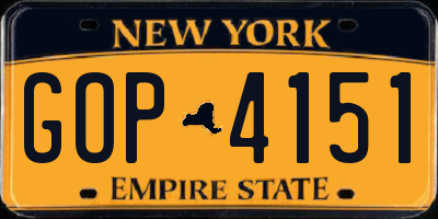 NY license plate GOP4151
