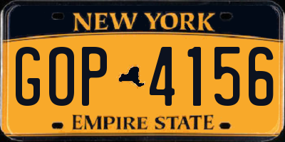 NY license plate GOP4156