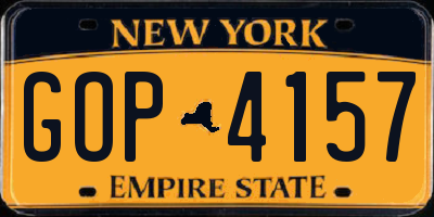 NY license plate GOP4157