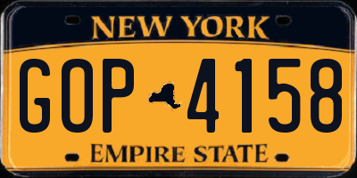 NY license plate GOP4158