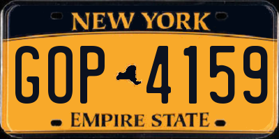 NY license plate GOP4159