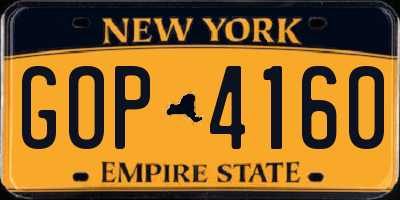 NY license plate GOP4160