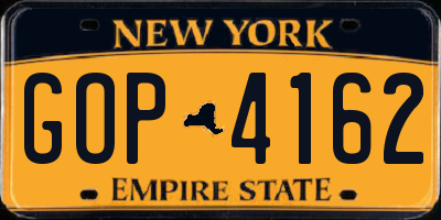 NY license plate GOP4162