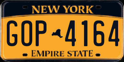 NY license plate GOP4164