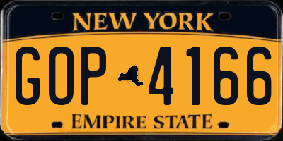 NY license plate GOP4166