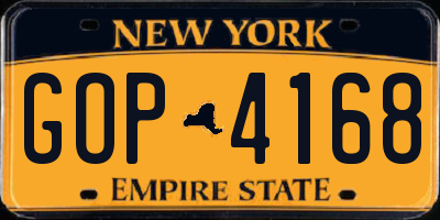 NY license plate GOP4168