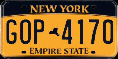 NY license plate GOP4170