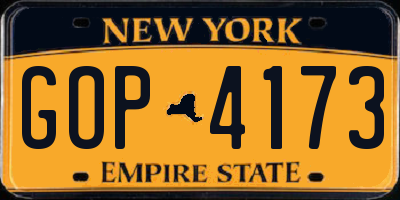 NY license plate GOP4173