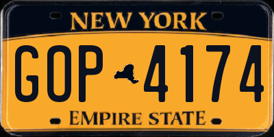 NY license plate GOP4174