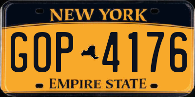 NY license plate GOP4176
