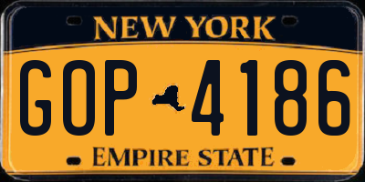 NY license plate GOP4186