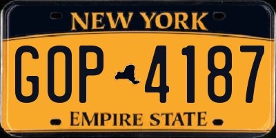 NY license plate GOP4187