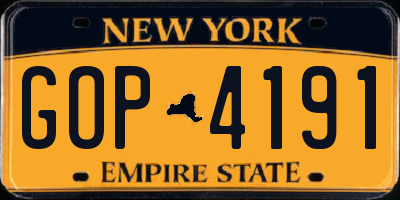 NY license plate GOP4191