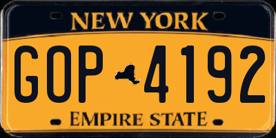 NY license plate GOP4192