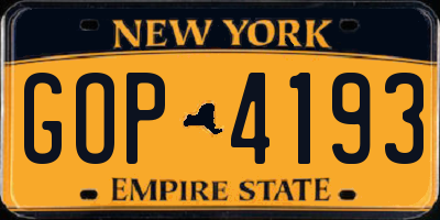 NY license plate GOP4193
