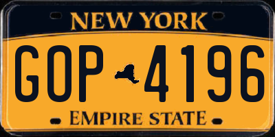 NY license plate GOP4196