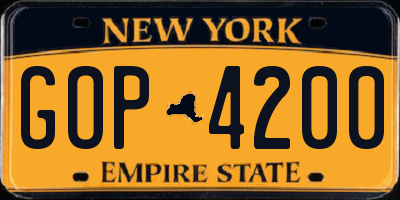 NY license plate GOP4200