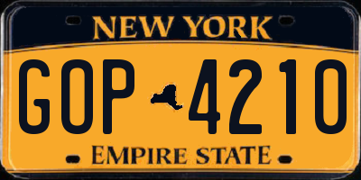 NY license plate GOP4210
