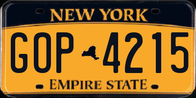 NY license plate GOP4215
