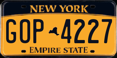 NY license plate GOP4227