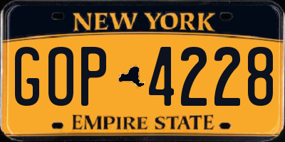 NY license plate GOP4228