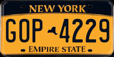 NY license plate GOP4229