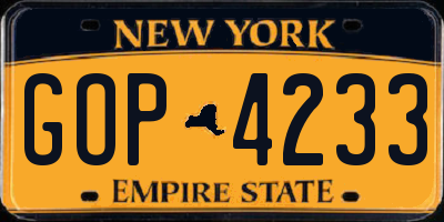 NY license plate GOP4233